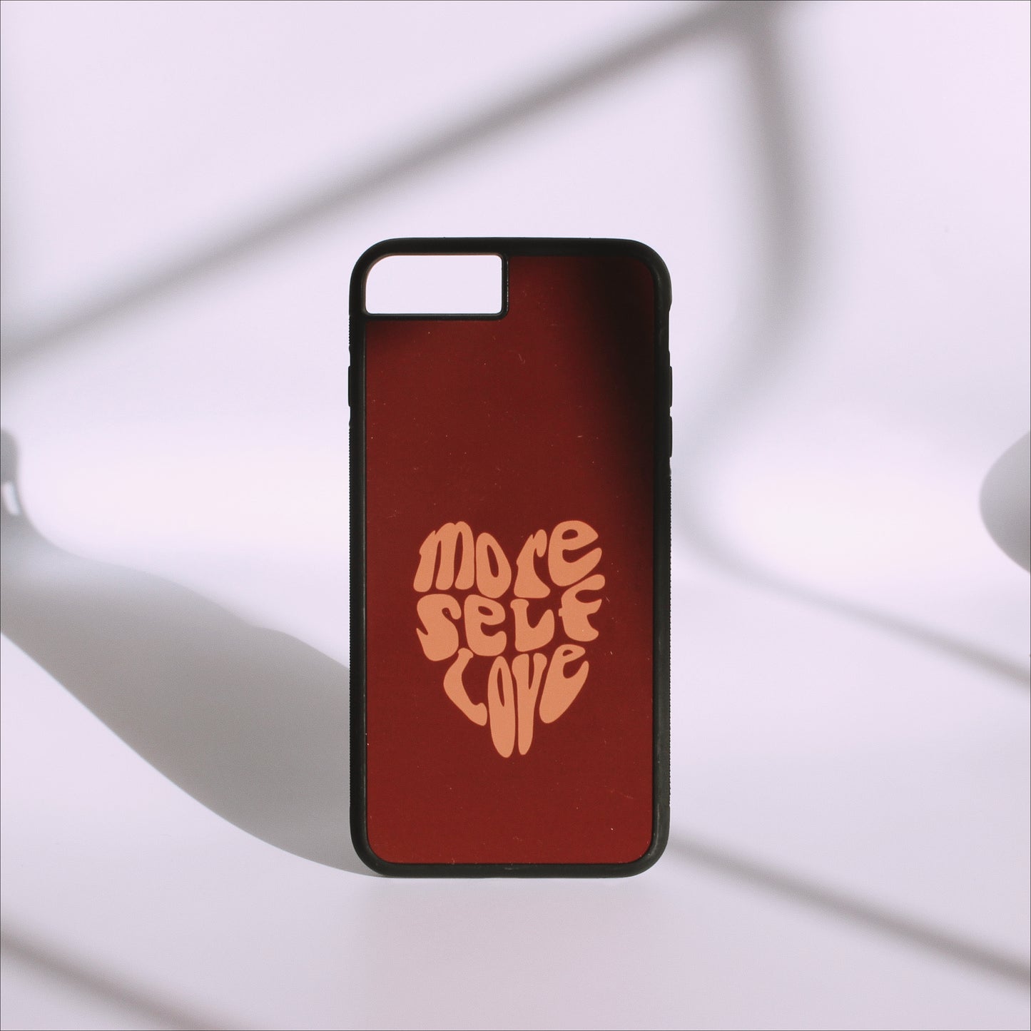 phone, phone case, iPhone, iPhone case, phone accessories, aesthetic phone case, trendy phone case, more self love phone case, more self love, self love, love, heart, brown, tan