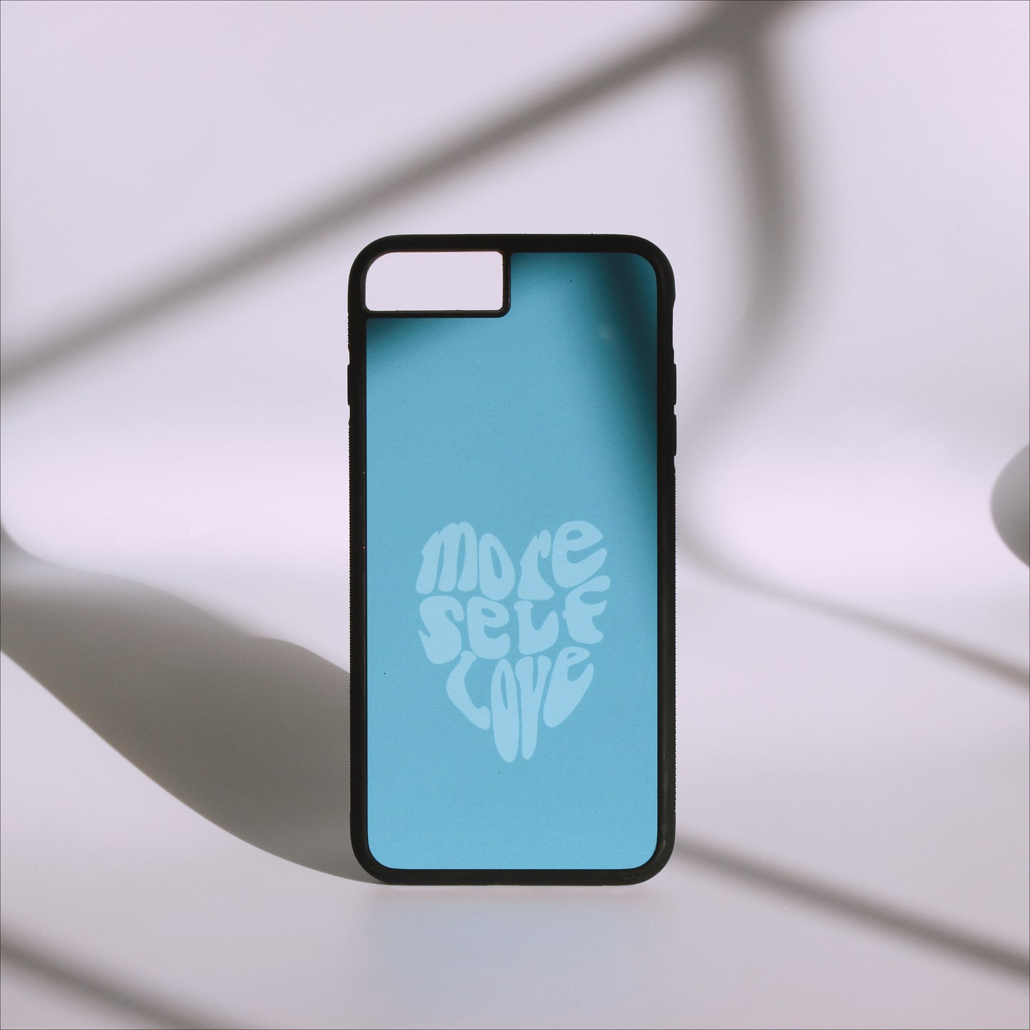 phone, phone case, iPhone, iPhone case, phone accessories, aesthetic phone case, trendy phone case, more self love phone case, more self love, self love, love, heart, blue