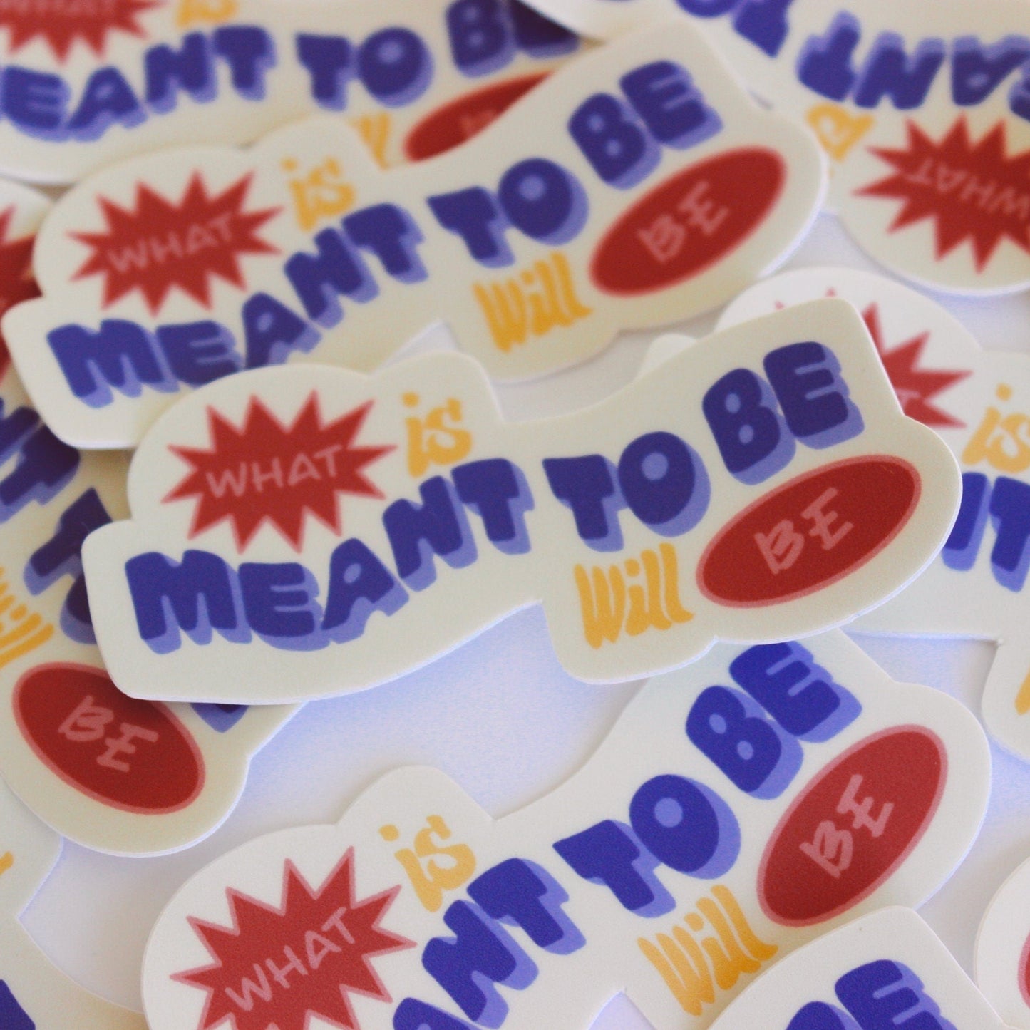 sticker, vinyl sticker, waterproof sticker, laptop sticker, water bottle sticker, hydroflask sticker, sticker pack, sticker bundle, decal, affirmation, what is meant to be will be, retro, groovy