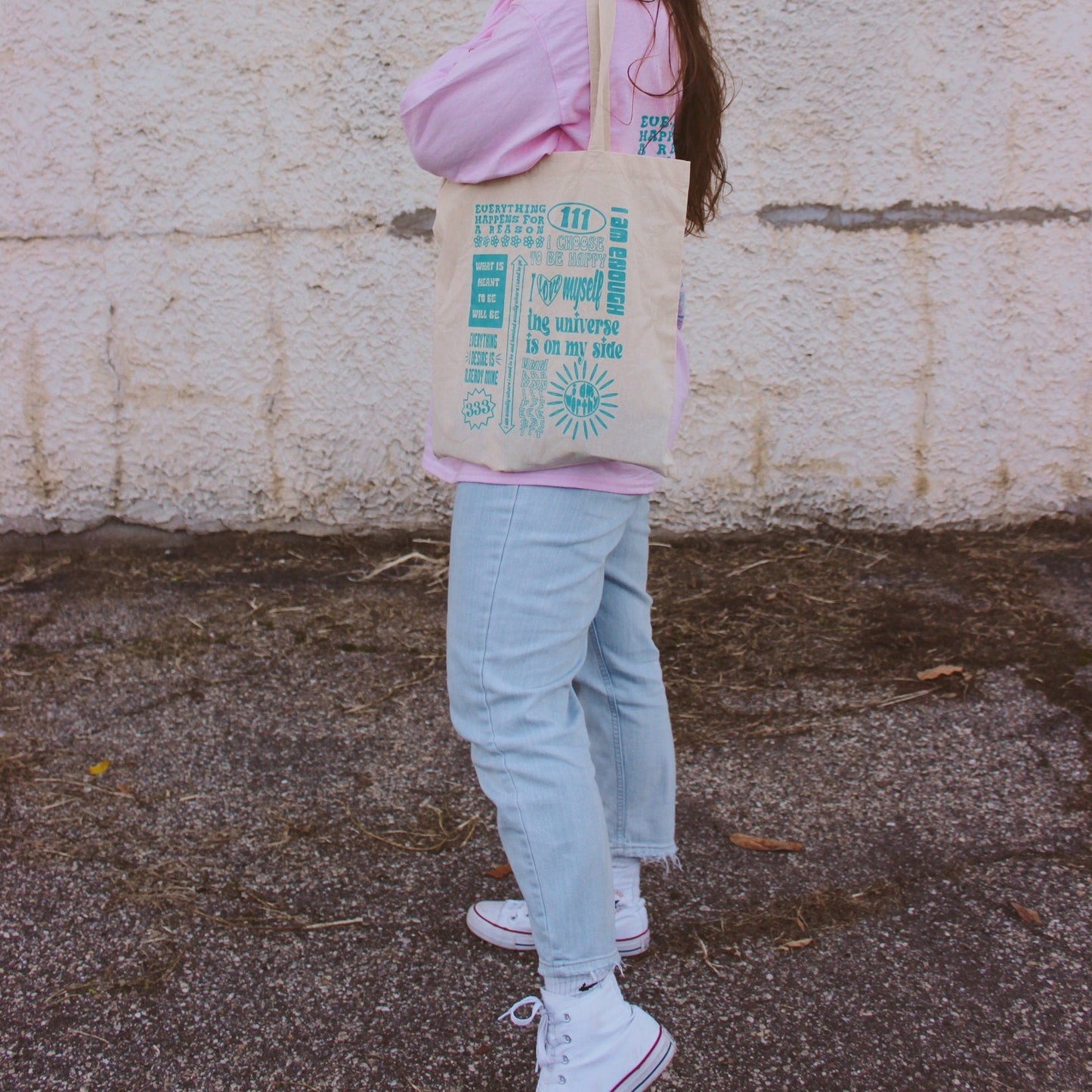 affirmation, affirmations, affirmation tote bag, tote bag, bag, reusable bag, canvas, canvas bag, errand tote, errand bag, grocery bag, beach bag, beach tote