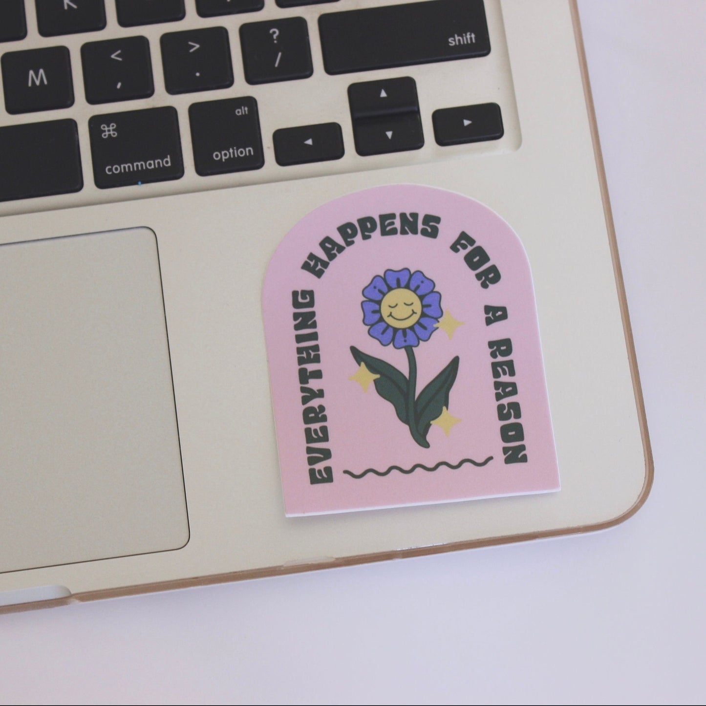 sticker, vinyl sticker, waterproof sticker, laptop sticker, water bottle sticker, hydroflask sticker, sticker pack, sticker bundle, decal, everything happens for a reason, flower, retro, groovy