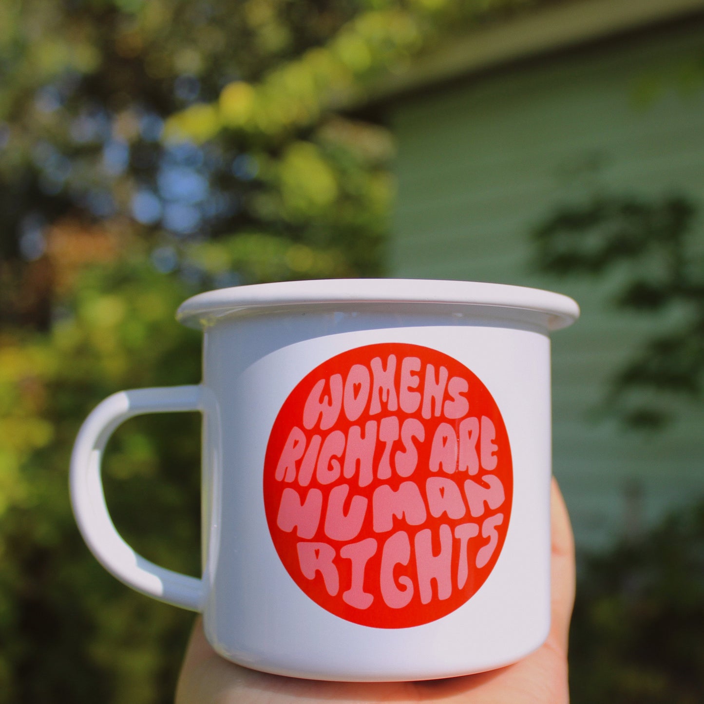 women's rights are human rights enamel mug
