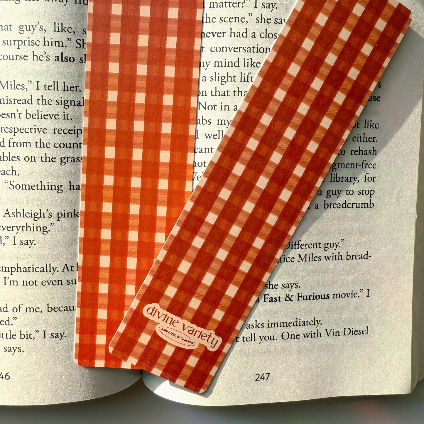 gingham bookmark