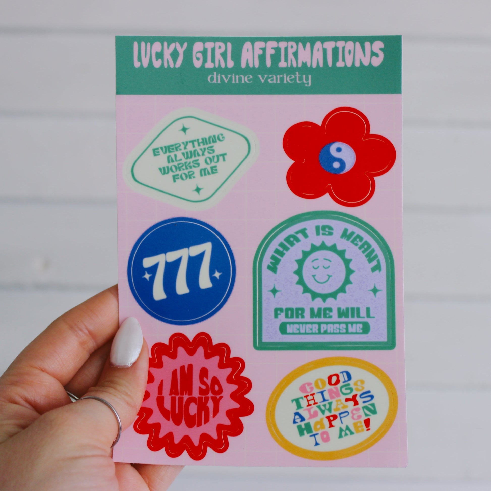 lucky girl affirmation sticker sheet