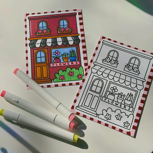 FLOWER SHOP COLORING PAGE