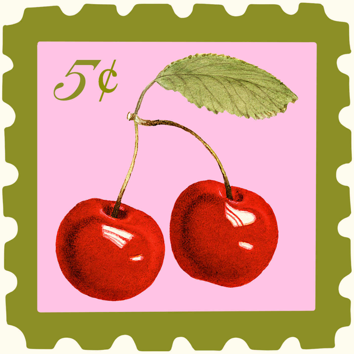 CHERRY STAMP STICKER