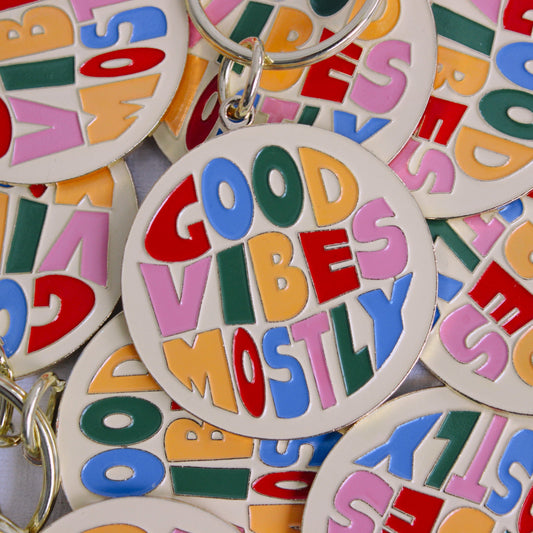 good vibes mostly keychain