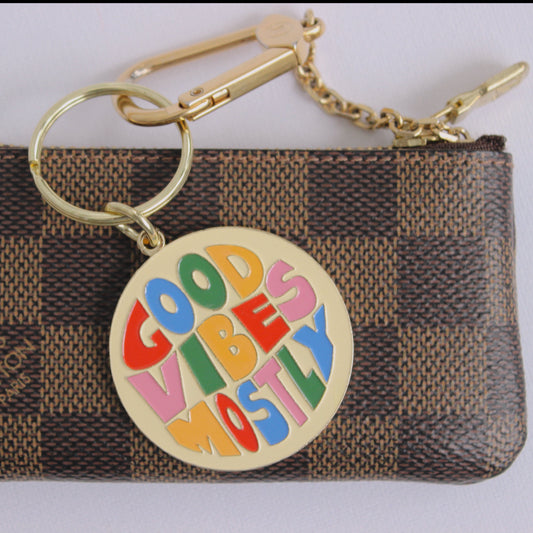 good vibes mostly keychain